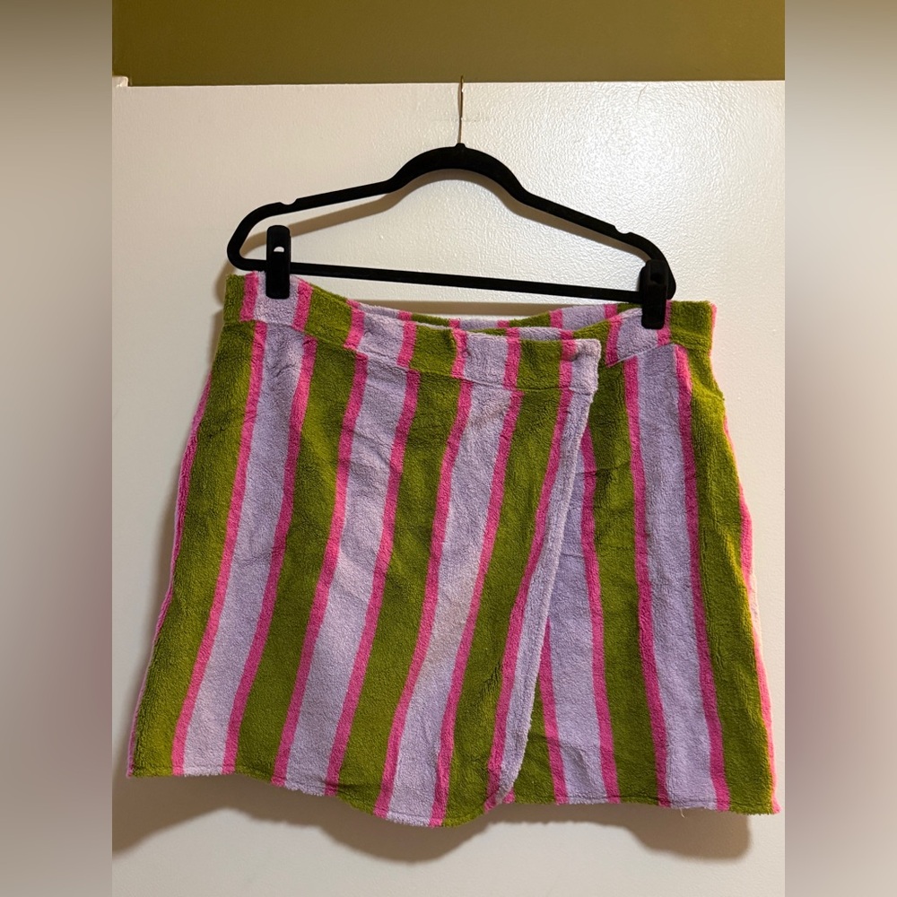 Dusen Dusen rare striped terry wrap skirt XL